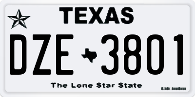 TX license plate DZE3801