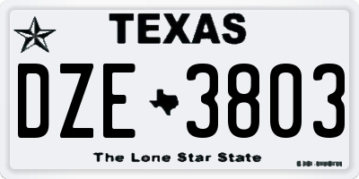 TX license plate DZE3803
