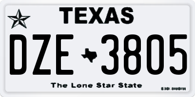 TX license plate DZE3805