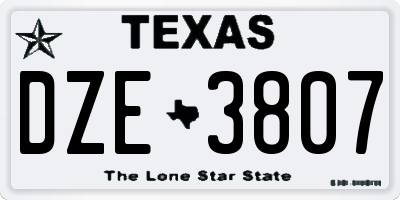 TX license plate DZE3807