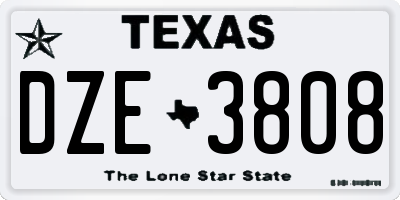 TX license plate DZE3808