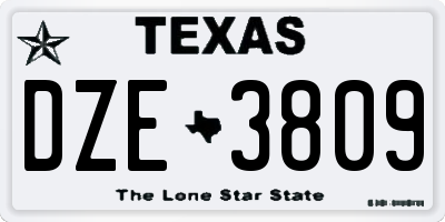 TX license plate DZE3809