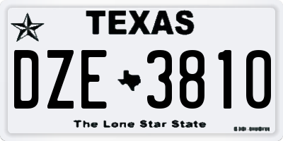 TX license plate DZE3810