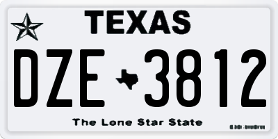 TX license plate DZE3812