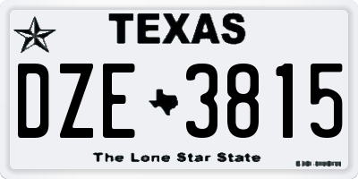 TX license plate DZE3815