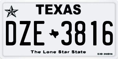 TX license plate DZE3816
