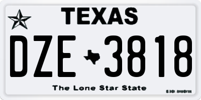 TX license plate DZE3818