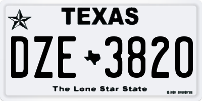TX license plate DZE3820