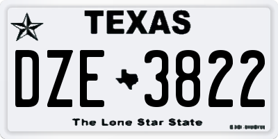 TX license plate DZE3822