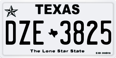 TX license plate DZE3825