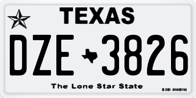 TX license plate DZE3826