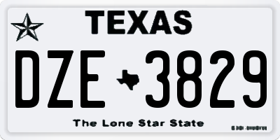 TX license plate DZE3829