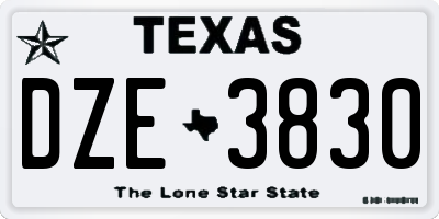 TX license plate DZE3830