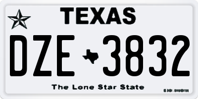 TX license plate DZE3832