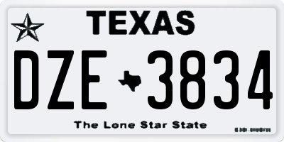 TX license plate DZE3834