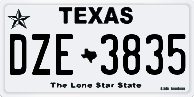 TX license plate DZE3835
