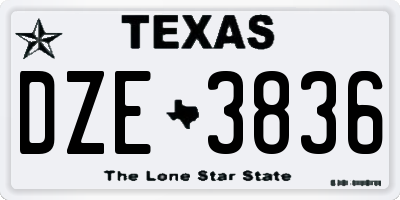 TX license plate DZE3836