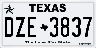 TX license plate DZE3837