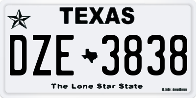 TX license plate DZE3838
