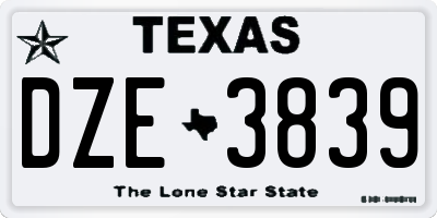 TX license plate DZE3839