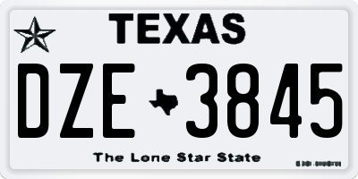 TX license plate DZE3845
