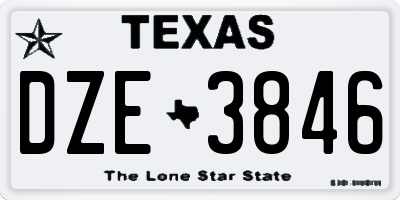 TX license plate DZE3846