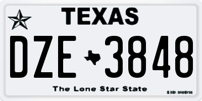TX license plate DZE3848