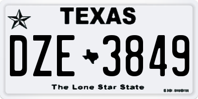 TX license plate DZE3849