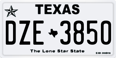 TX license plate DZE3850