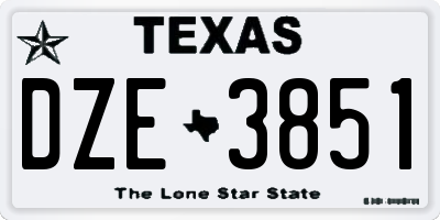 TX license plate DZE3851
