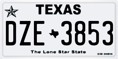 TX license plate DZE3853