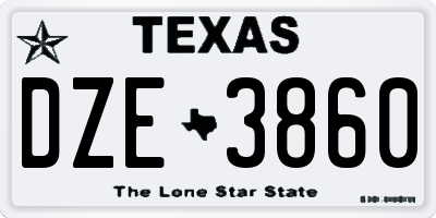 TX license plate DZE3860