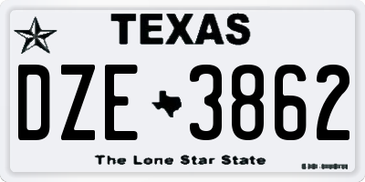 TX license plate DZE3862