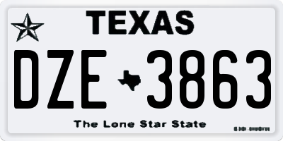 TX license plate DZE3863