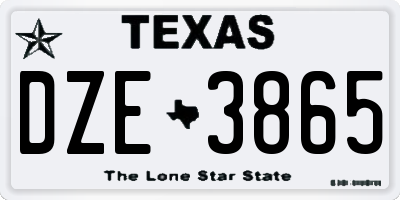 TX license plate DZE3865