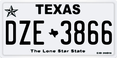 TX license plate DZE3866