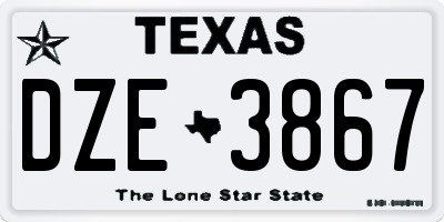 TX license plate DZE3867