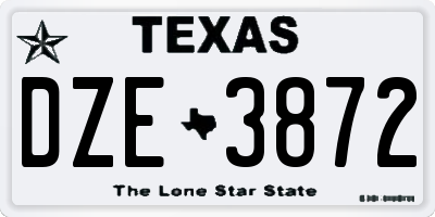 TX license plate DZE3872