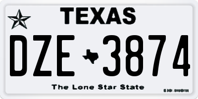 TX license plate DZE3874