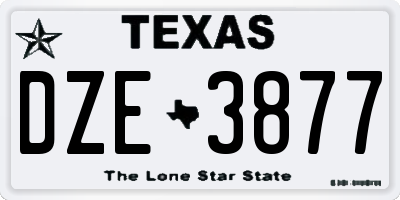 TX license plate DZE3877
