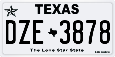 TX license plate DZE3878