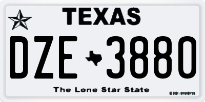 TX license plate DZE3880