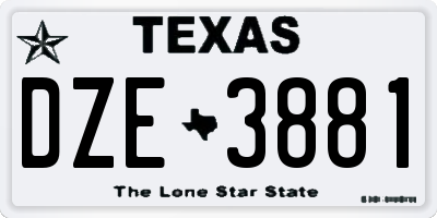 TX license plate DZE3881