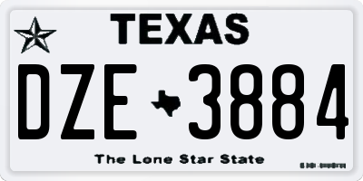 TX license plate DZE3884