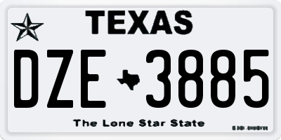 TX license plate DZE3885