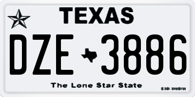 TX license plate DZE3886