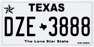 TX license plate DZE3888