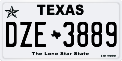 TX license plate DZE3889