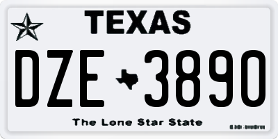 TX license plate DZE3890