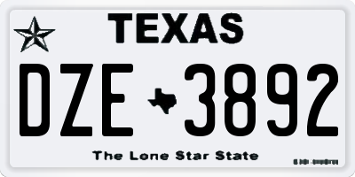 TX license plate DZE3892